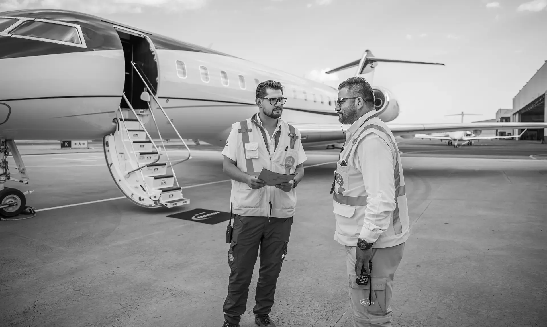 Technician working on landing gear